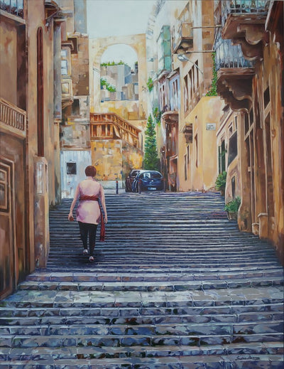 Sudhir Sharma: Realistic Acrylic Painting Old Steps New Beginnings