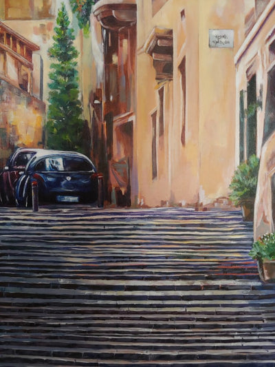 Sudhir Sharma: Realistic Acrylic Painting Old Steps New Beginnings
