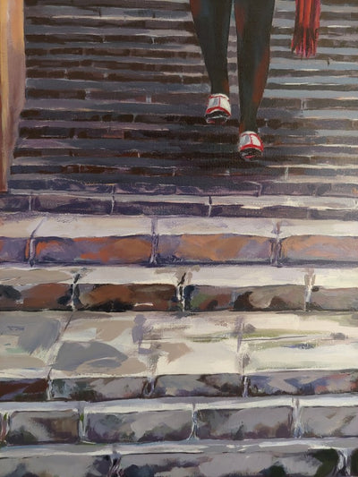 Sudhir Sharma: Realistic Acrylic Painting Old Steps New Beginnings
