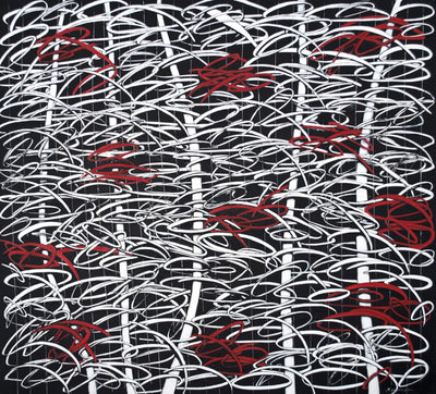 Abstract, White Red on Black - Artonique