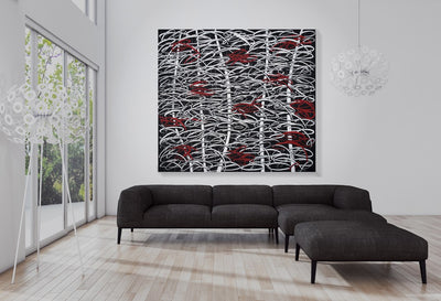 Abstract, White Red on Black - Artonique